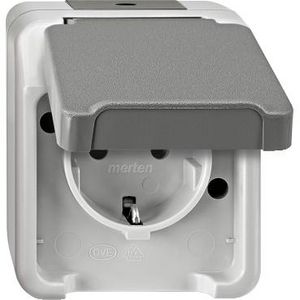 Wandcontactdoos Opbouw 1-voudig grijs Merten AQUASTAR IP44