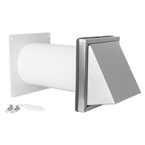 Doorvoerset RVS buitenrooster schuine kap Ø100mm grofmazig L180-300mm