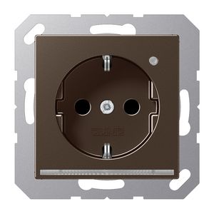 Wandcontactdoos mokka met LED & lichtsensor A500