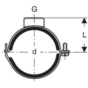 Pijpbeugel met draadbus M10bi. en 1/2"bu. 178mm Silent-db20 Geluidsarm
