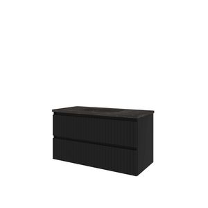 Hardsteen wastafel Blue Stone zonder kraangat onderkast 1000X460X545 mat zwart