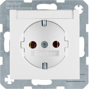 Wandcontactdoos RA tekstveld steek berker S.1/B.3/B.7 glans