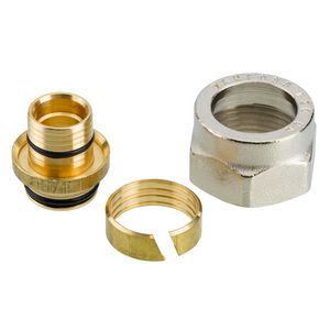 Knelfitting tbv PEX G 3/4" 3/4" DN20mmx2 vernikkeld VVE=10