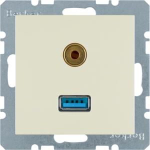 USB/audio 35mm mini-Jack wcd berker S.1/B.3/B.7 wit glanzend