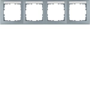 Afdekraam met tekstveld 4-v hor. berker S.1 aluminium mat