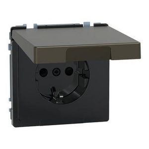 Wandcontactdoos Klapdeksel IP44 Kinderbeveiliging Mocca metall Systeem D