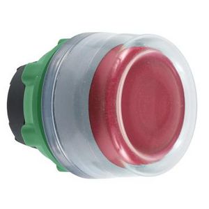 red flush pushbutton head with clear boot colour plated grey