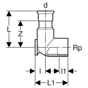 Enkele muurplaat MAPRESS KOPER GAS L=43mm 15x1/2"bn.
