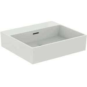 EXTRA wastafel 50cm zonder kraangat met overloop gesl. wit ideal plus