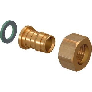 2-del. koppeling schuif Q&E vlakdichtend messing CV/DW 12x1/2"bn. VVE=10