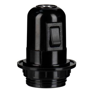Lamphouder E27 Bakelite Half Thread + Switch zwart