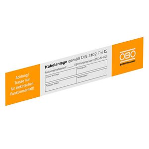 Markeringsplaat voor functiebehoud 250x43mm VVE=10