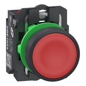 Drukknop Harmony XB5 grijs Plastic Vlak rood 22mm veerretour
