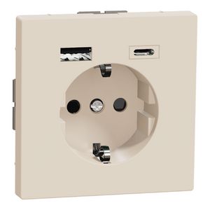 Wandcontactdoos Dubbele USB-poort A+C 16A Kunststof Sahara Systeem D