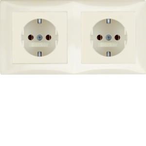 Wandcontactdoos RA 2-v afdekraam berker S.1 wit glans