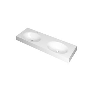 Wastafel polystone dubbel met 2 kraangaten 3407372