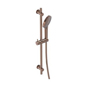Glijstangcombinatie 70cm met handdouche 3 straalsoorten + slang 1500mm geborsteld  mat koper PVD MAY