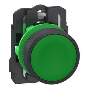Drukknop Harmony XB5 grijs Plastic Vlak groen 22mm veerretou