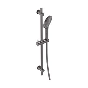 Glijstangcombinatie 70cm met handdouche 3 straalsoorten + slang 1500mm geborsteld  carbon black PVD MAY
