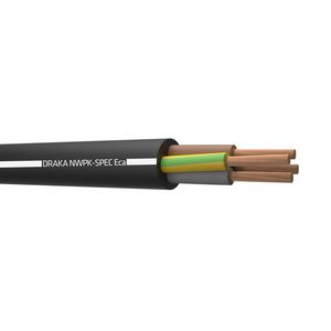 Haspel a 500m. zware neopreen kabel NWPK-spec Eca bk# 4G6mm² (geel/groen-bruin-zwart-grijs)