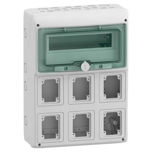 Verdeler contactdoos 1x12 modulen 6 openingen 90x100mm (W)340mm
