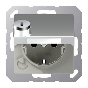 Wandcontactdoos alu.m.R/A ki.bev.klapd.& slot A500