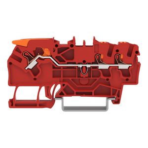 3-draads rijgklem met hendel en drukknop 2,5 mm² rood VVE=50