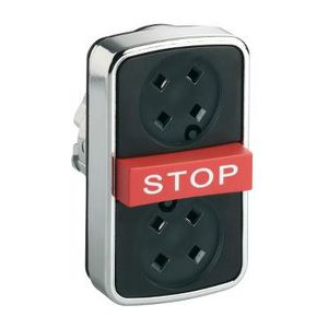 Dubbele drukknop Verzonken/uitstekend 22mmSTOP" z. kap