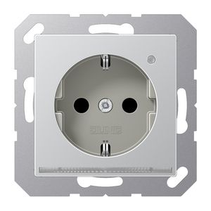 Wandcontactdoos aluminium m.LED & lichtsensor A500