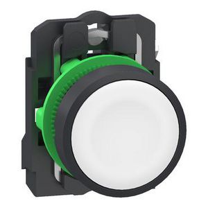 Drukknop Harmony XB5 grijs Plastic Vlak wit 22mm veerterugga