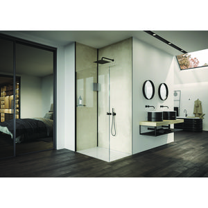 Inloopdouche Select+ 750x2000mm Black helder glas 10mm excl. Shelf