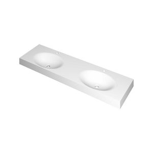 Wastafel polystone dubbel met 2 kraangaten 3407482