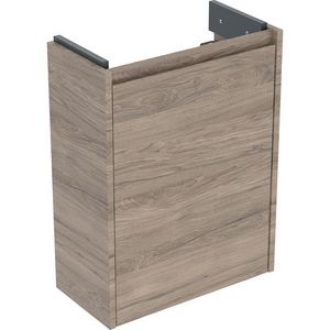 Onderkast voor fontein 1 deur kleine sprong: 45.7x60.6x22.7cm Breedte wastafel=50cm walnoot hickory / Melamine houtstructuur