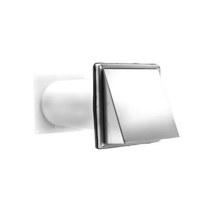 Doorvoerset RVS buitenrooster schuine kap Ø100mm fijnmazig L300-500mm
