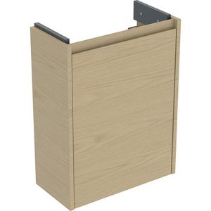 Onderkast voor fontein 1 deur kleine sprong: 45.7x60.6x22.7cm Breedte wastafel=50cm eik naturel / Melamine houtstructuur