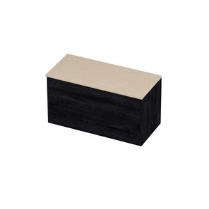 Deck Set Top afdekplaat hardsteen en onderkast tbv grepen 2 laden symmetrisch in kader 1000x460x540mm Sand stone/Black oak