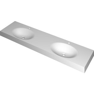 Wastafel polystone dubbel met 2 kraangaten 3407492
