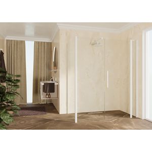 Zijwand Young F1B 119 Ver.119-121Cm Helder Glas Wit Mat