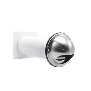 Doorvoerset RVS316 buitenrooster bol + muurdoorvoer Ø125mm fijnmazig l=300-550mm