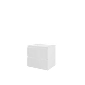 Polystone wastafel zonder kraangat onderkast symmetrisch 600X460X540 mat wit / mat wit