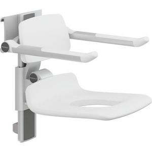Douchezitting 450 rug+arml. hor. wandrail PLUS wit
