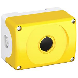 Drukknoppenkast leeg 1-gats plastic IP66 geel/grijs