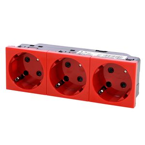 Wandcontactdoos + posp. 3voudig kv 6 modulen rood Mosaic