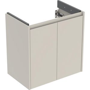 Onderkast voor wastafel met twee deuren: 59.7x60.6x36.7cm Breedte wastafel=65cm zandgrijs / gelakt zijdemat