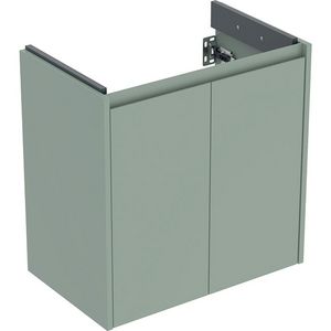 Onderkast voor wastafel met twee deuren: 59.7x60.6x36.7cm Breedte wastafel=65cm saliegroen / gelakt zijdemat