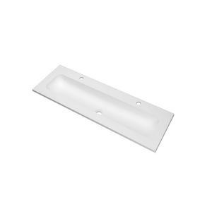 Wastafel polystone centraal 2 kraangaten 1200x400x15 Mat wit Reflekt INK