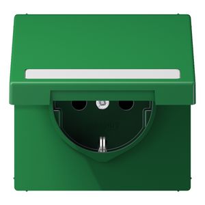 Wandcontactdoos groen m.R/A tekstva& klapdeks. LS990