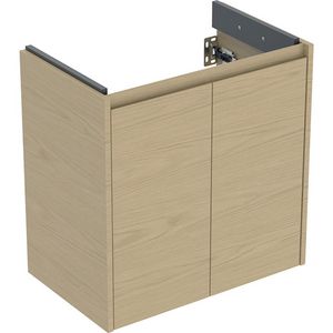 Onderkast voor wastafel met twee deuren: 59.7x60.6x36.7cm Breedte wastafel=65cm eik naturel / Melamine houtstructuur