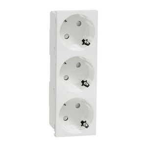 WCD Drievoudig Randaarde 16A 250V IP21 Wit RAL9010 Unica