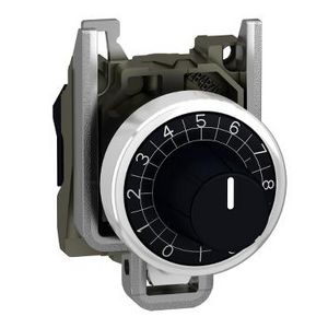 Kop en montagebasis potentiometer Geribbeld 22mm 6,35mm Zwa
